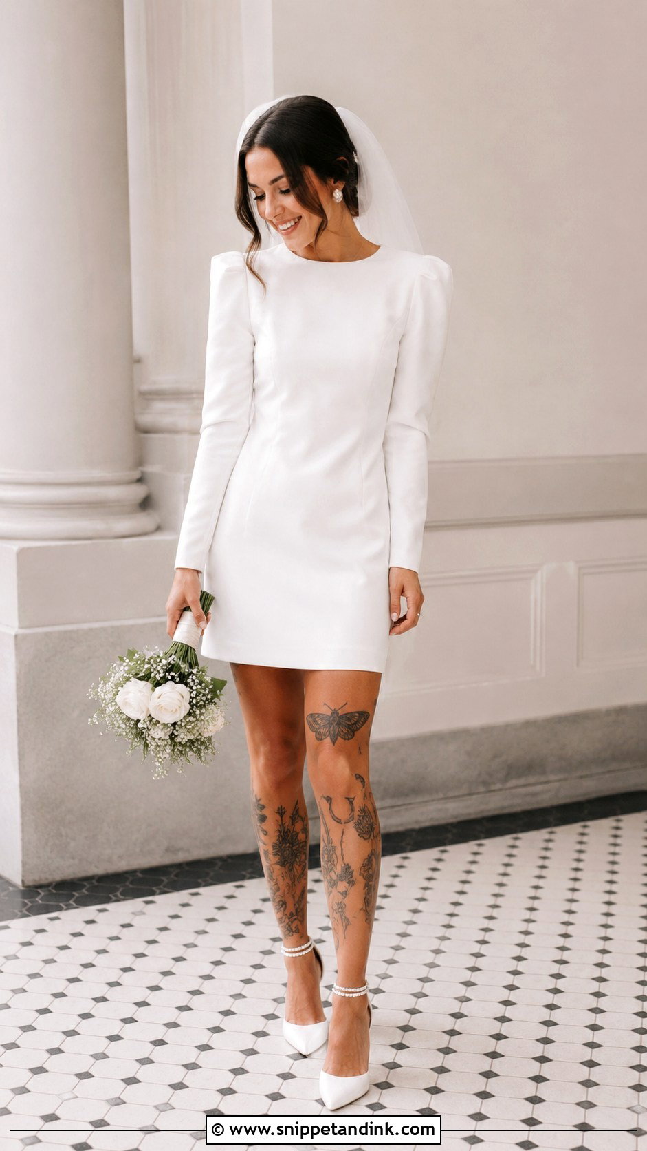 Short Wedding Dress With Leg Tattoos - Snippet and Ink - 25 Wedding Dress with Tattoos Ideas