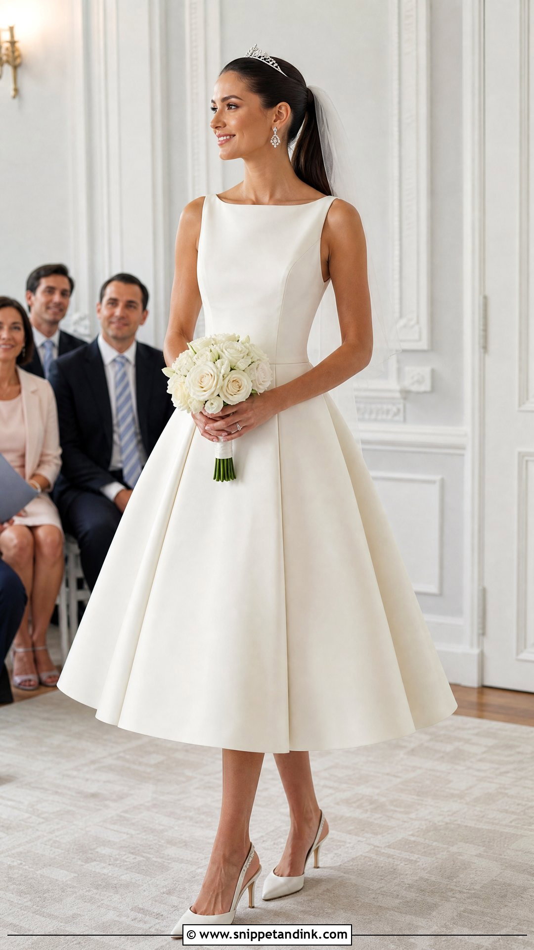 Short Wedding Dress With Mini Tiara - Snippet and Ink - 20 Wedding Dress with Crown Ideas
