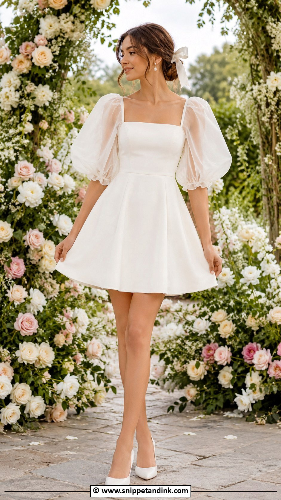 Short Wedding Dress With Puff Sleeves - Snippet and Ink - 35 Short Wedding Dress Ideas