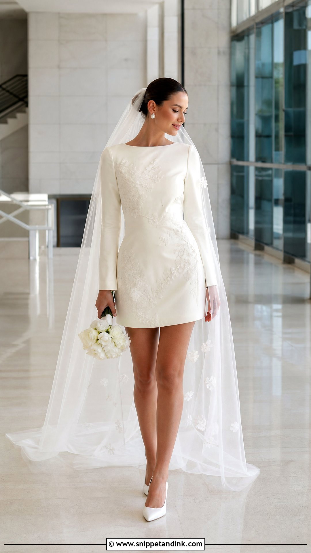 Short Wedding Dress With Veil - Snippet and Ink - 20 Unique Elegant Wedding Dresses