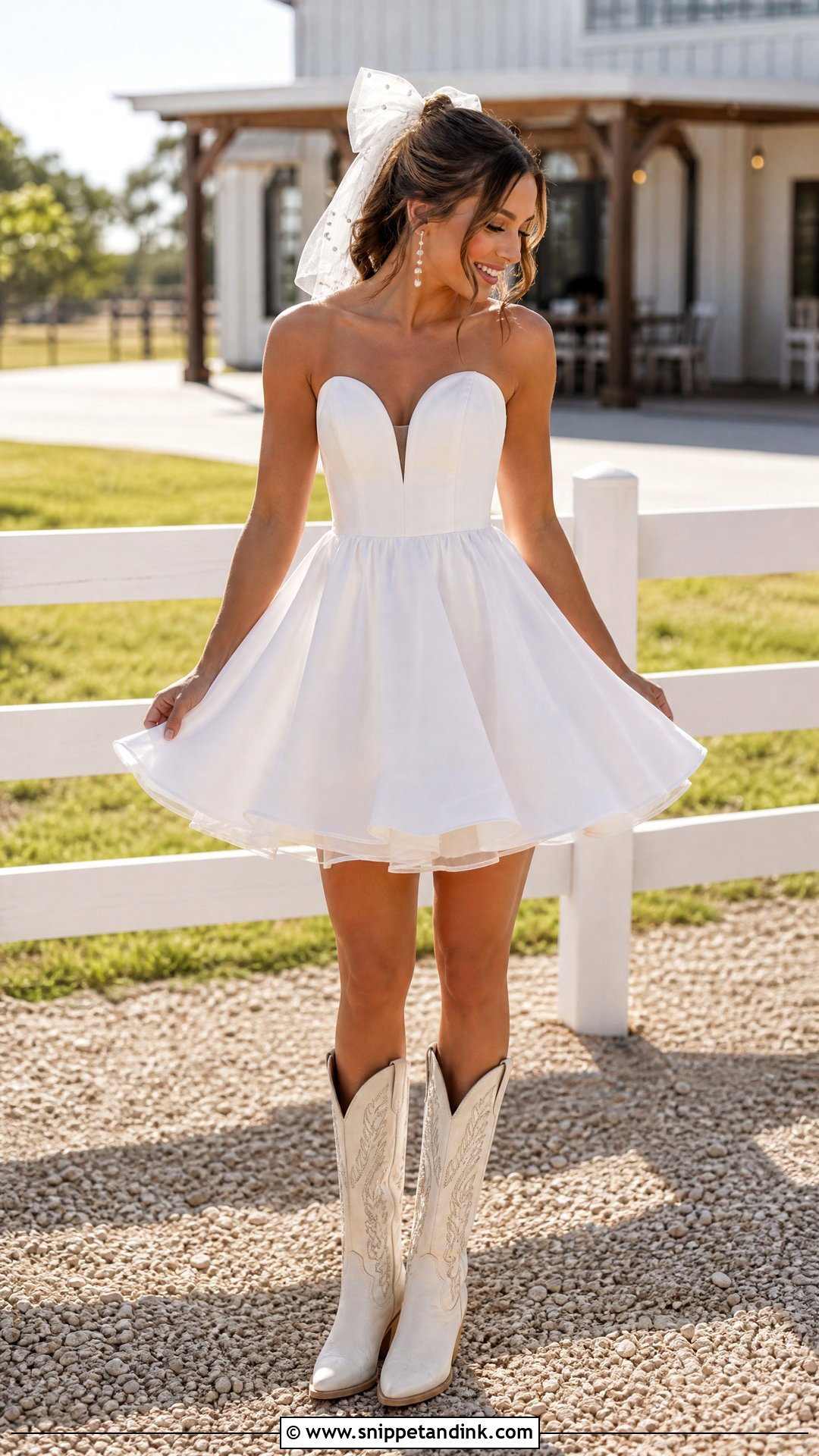 Short Western Bridal Dress With Cowboy Boots - Snippet and Ink - 25 Western Bridal Dresses