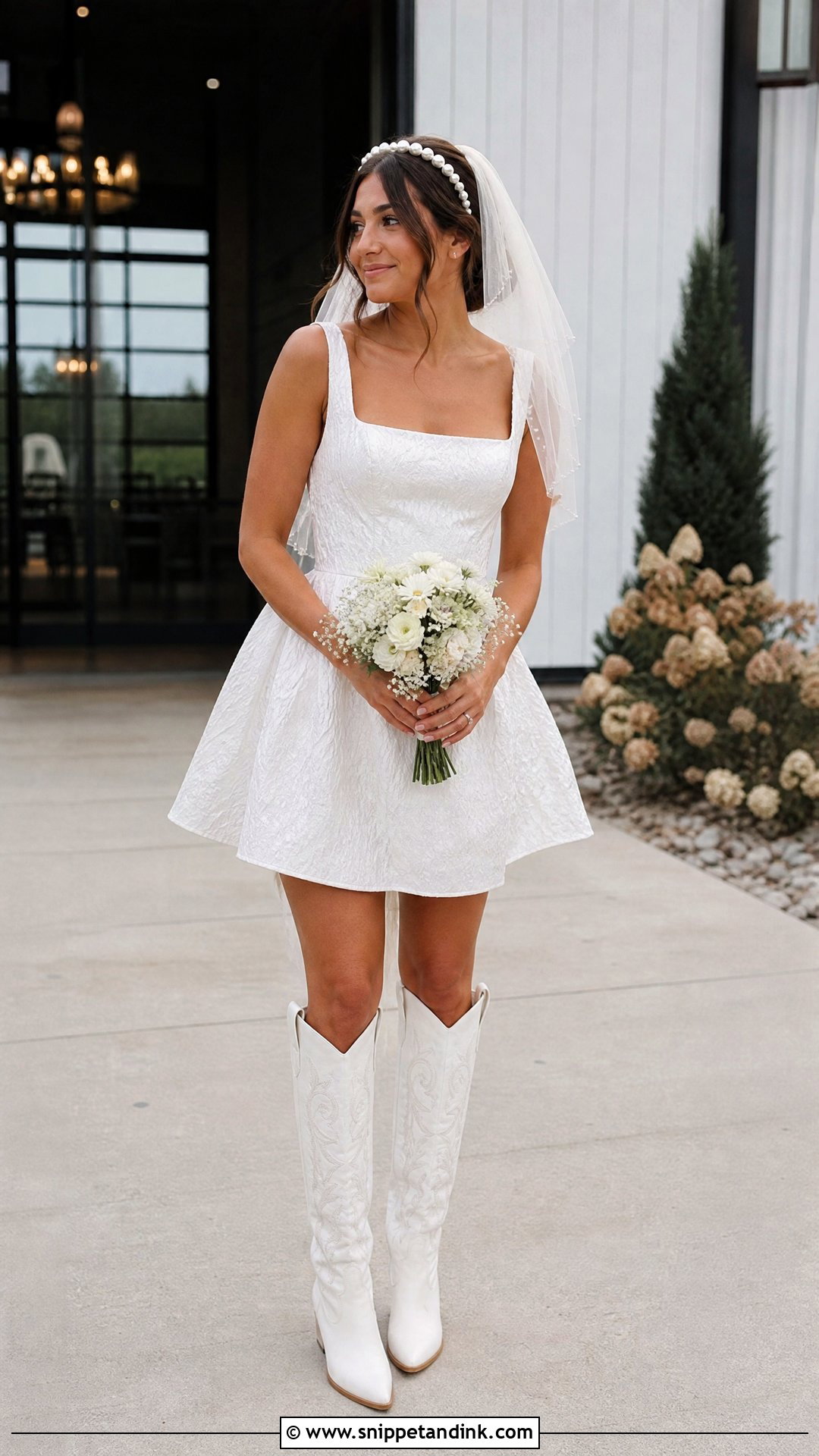 Short Western Wedding Dress With Tall Cowboy Boots - Snippet and Ink - 20 Western Wedding Dresses with Boots