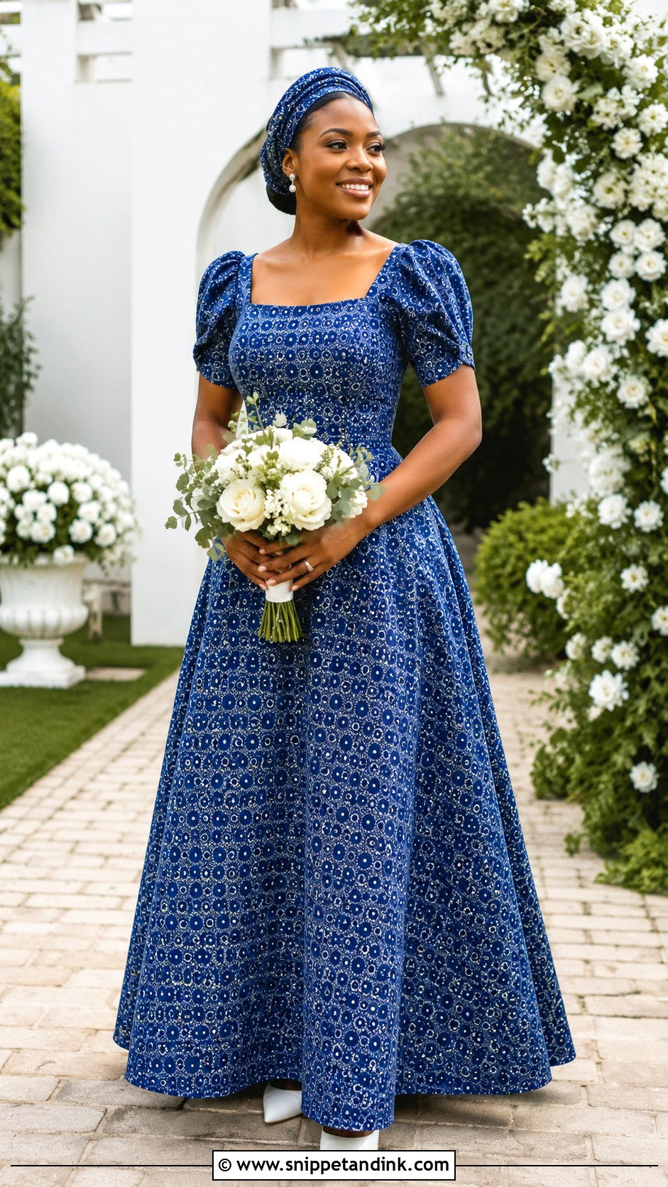 Shweshwe A Line Wedding Dress - Snippet and Ink - 20 Modern African Wedding Dresses