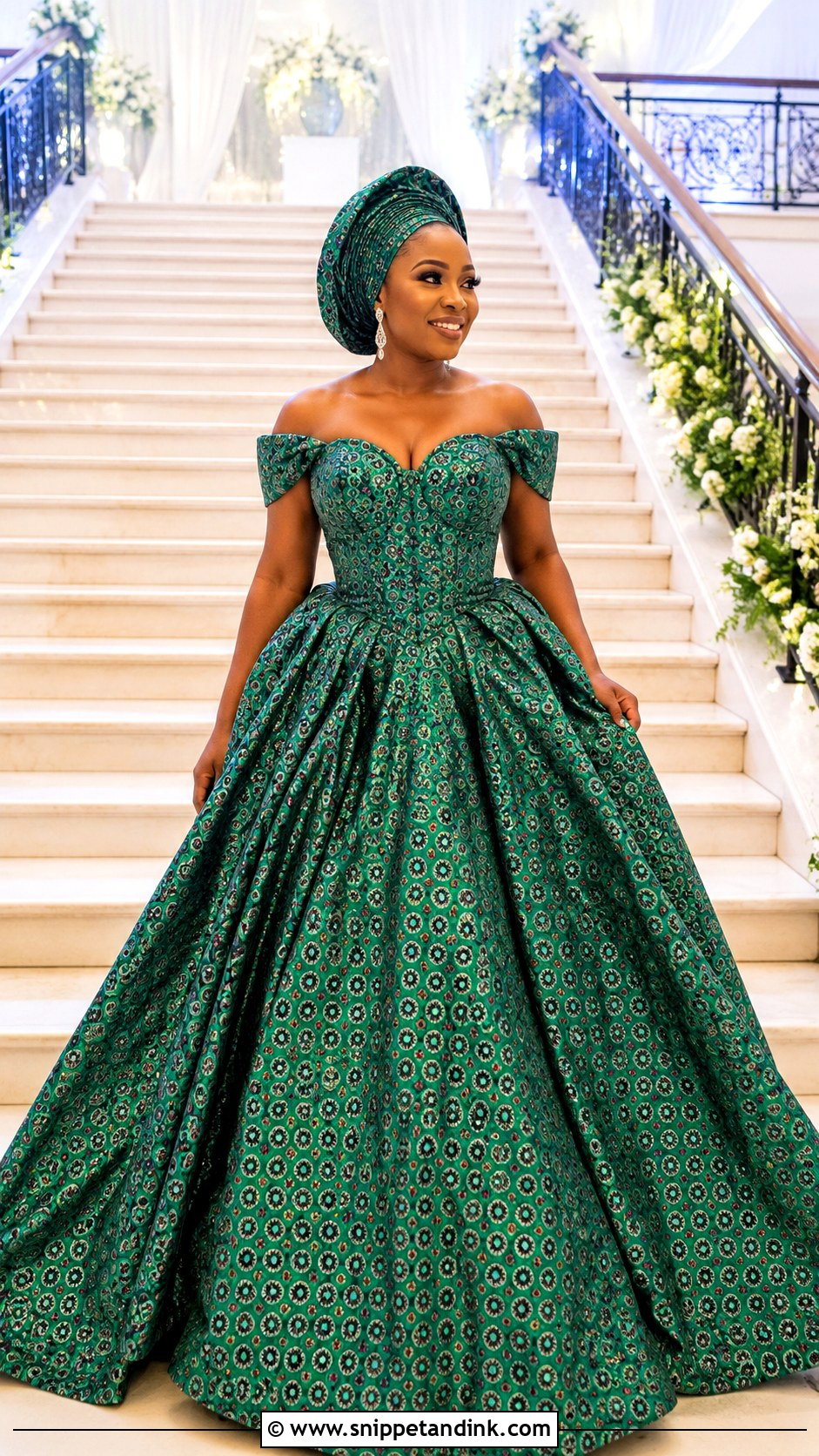Shweshwe Ball Gown Wedding Dress - Snippet and Ink - 25 Traditional Wedding Dresses South Africa