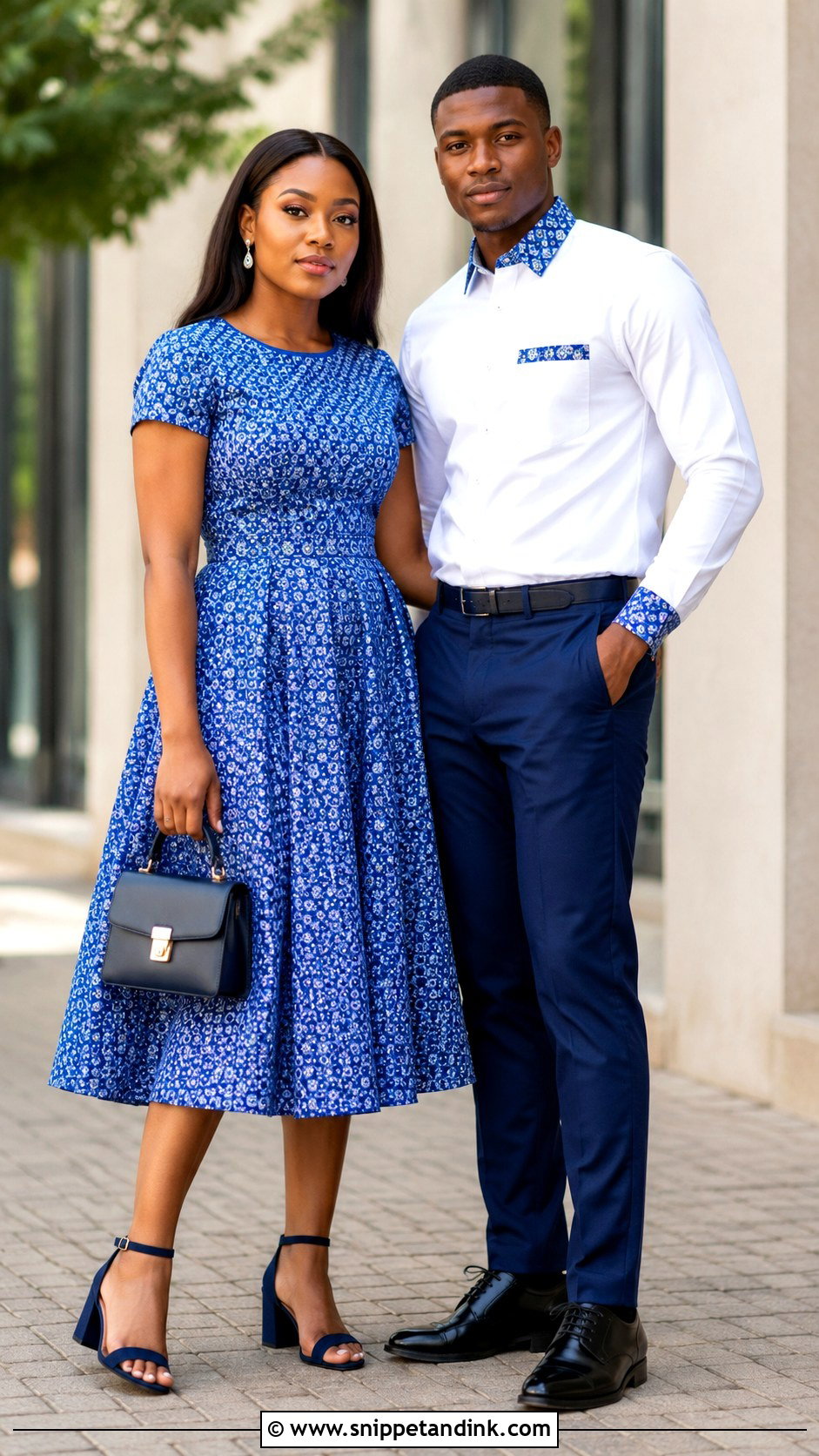 Shweshwe Dress And Shirt Outfit - Snippet and Ink - 20 African Traditional Wear for Couples Ideas