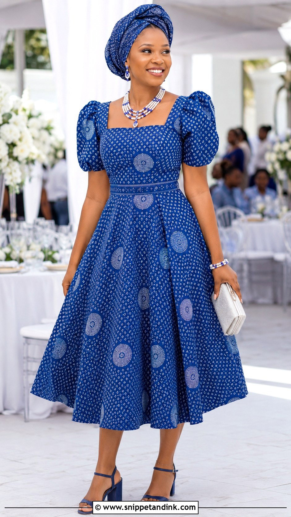 Shweshwe Fit and Flare Dress for Weddings - Snippet and Ink - 20 African Dress Designs for Weddings