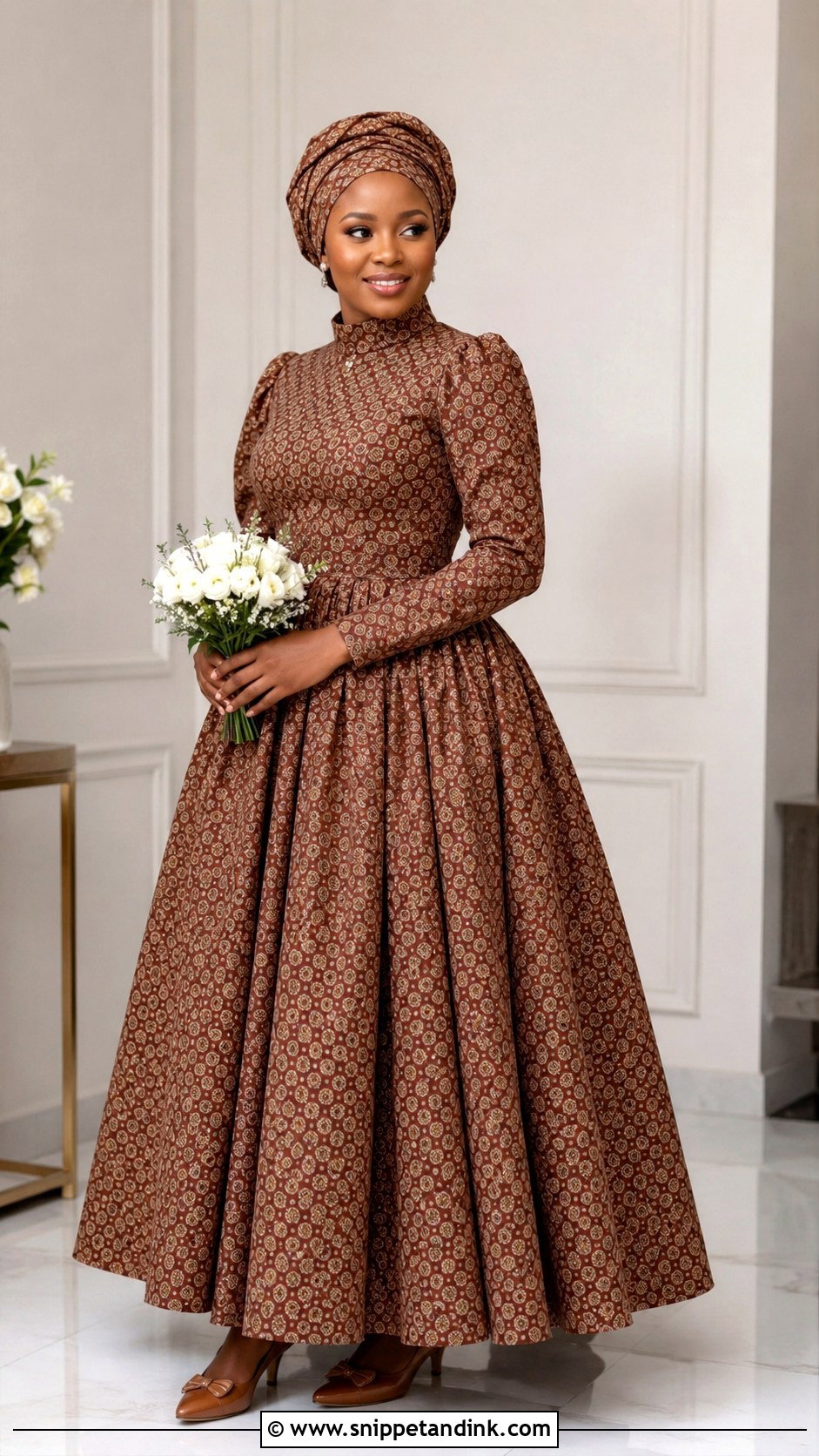 Shweshwe Long Sleeve Wedding Dress - Snippet and Ink - 30 Shweshwe Wedding Dresses