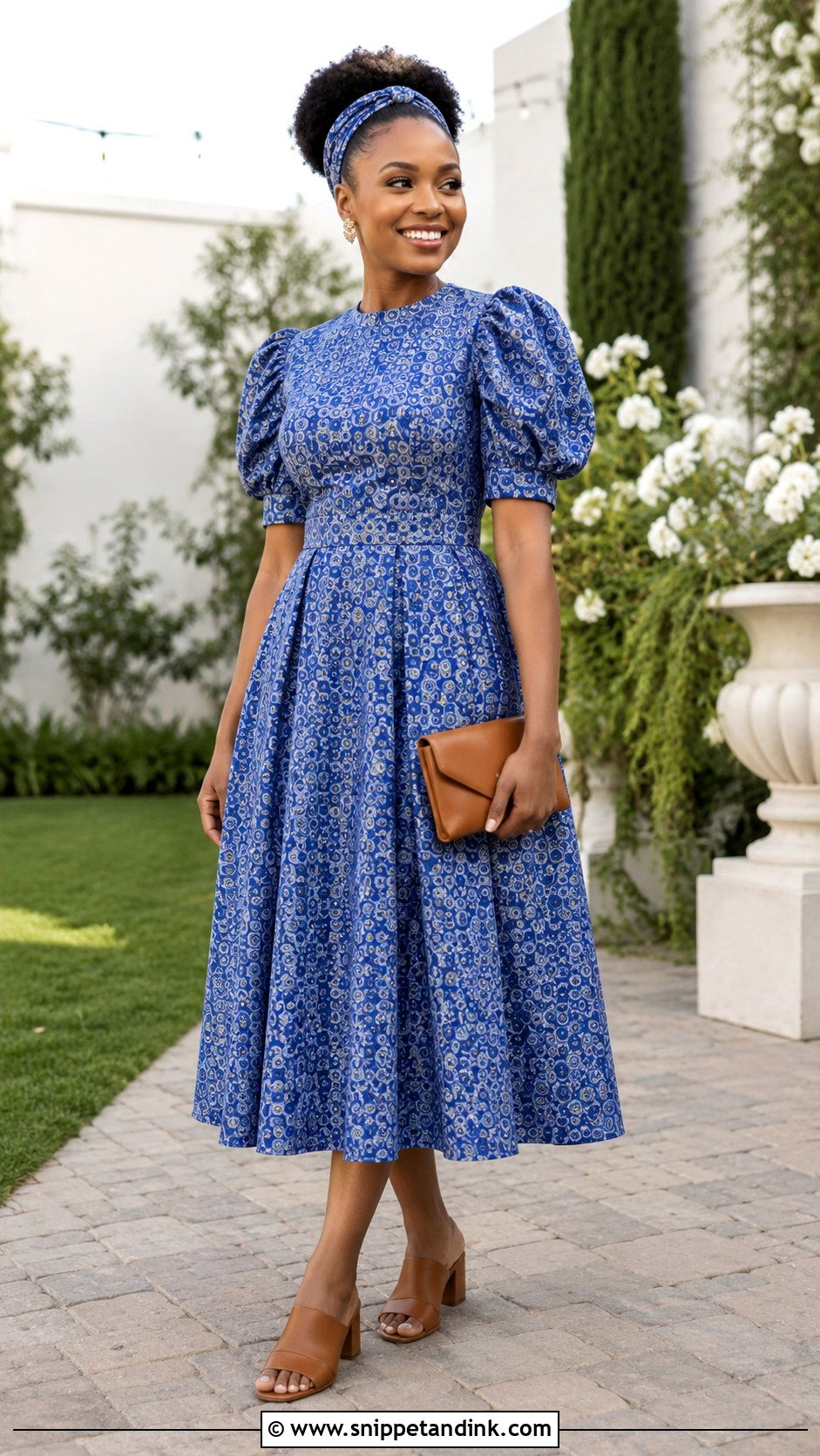 Shweshwe Midi Dress Outfit - Snippet and Ink - 20 African Wedding Outfits