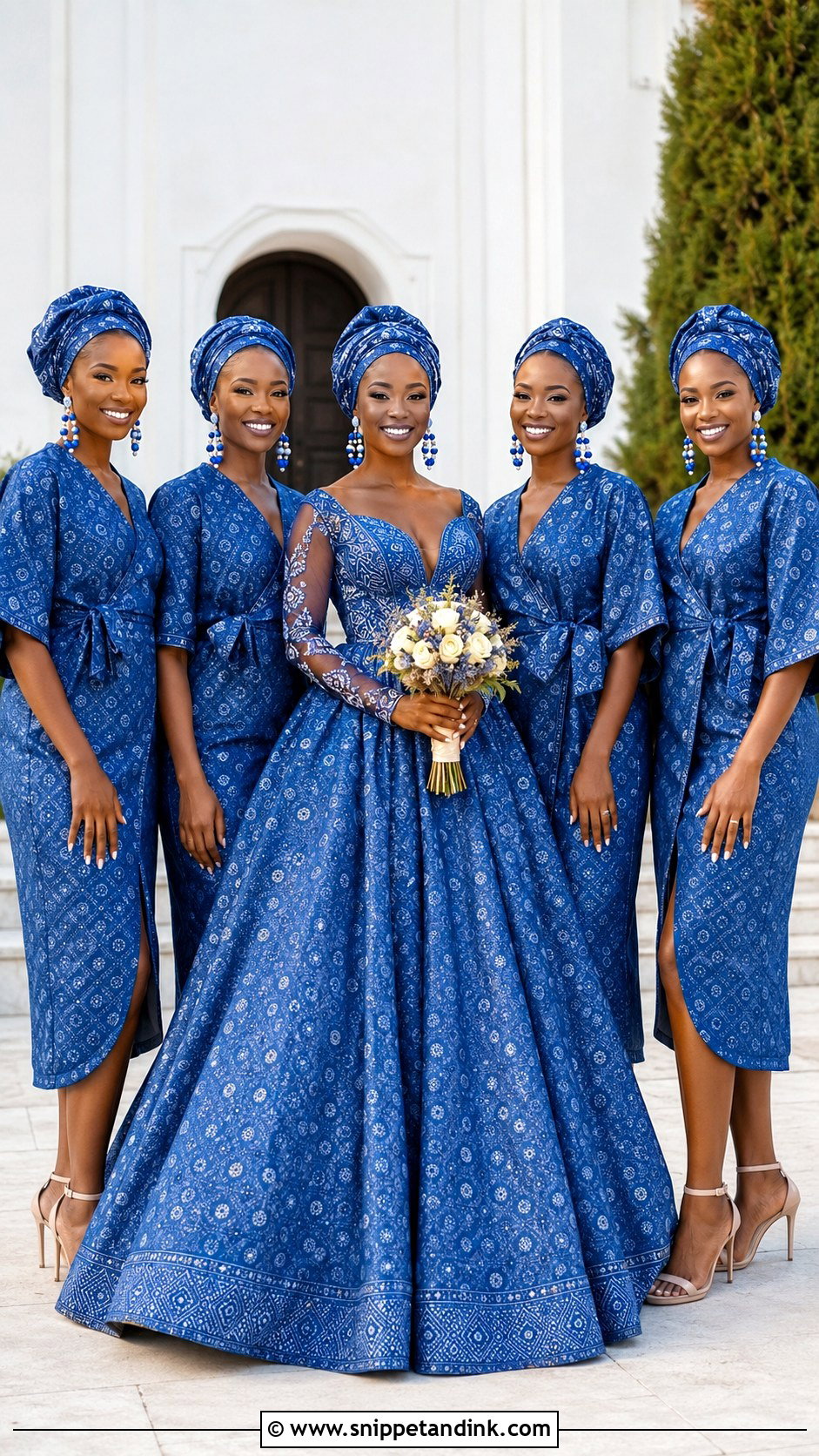 Shweshwe Wedding Dress With Matching Bridesmaids - Snippet and Ink - 30 Shweshwe Wedding Dresses