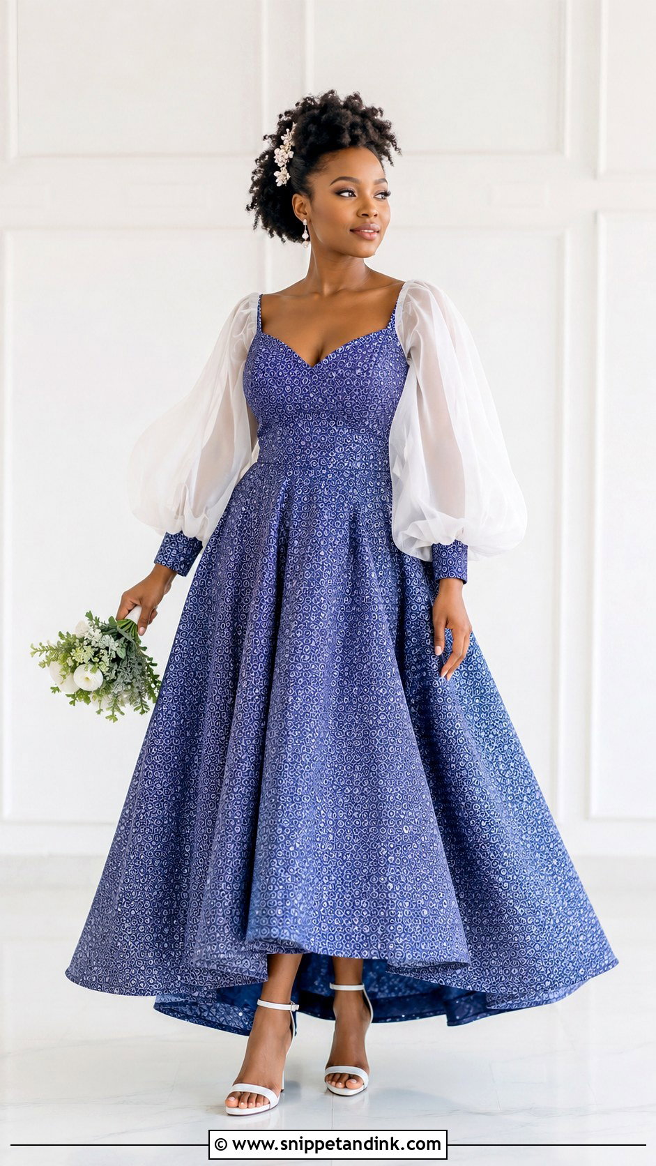 Shweshwe Wedding Dress With Organza Sleeves - Snippet and Ink - 30 Shweshwe Wedding Dresses