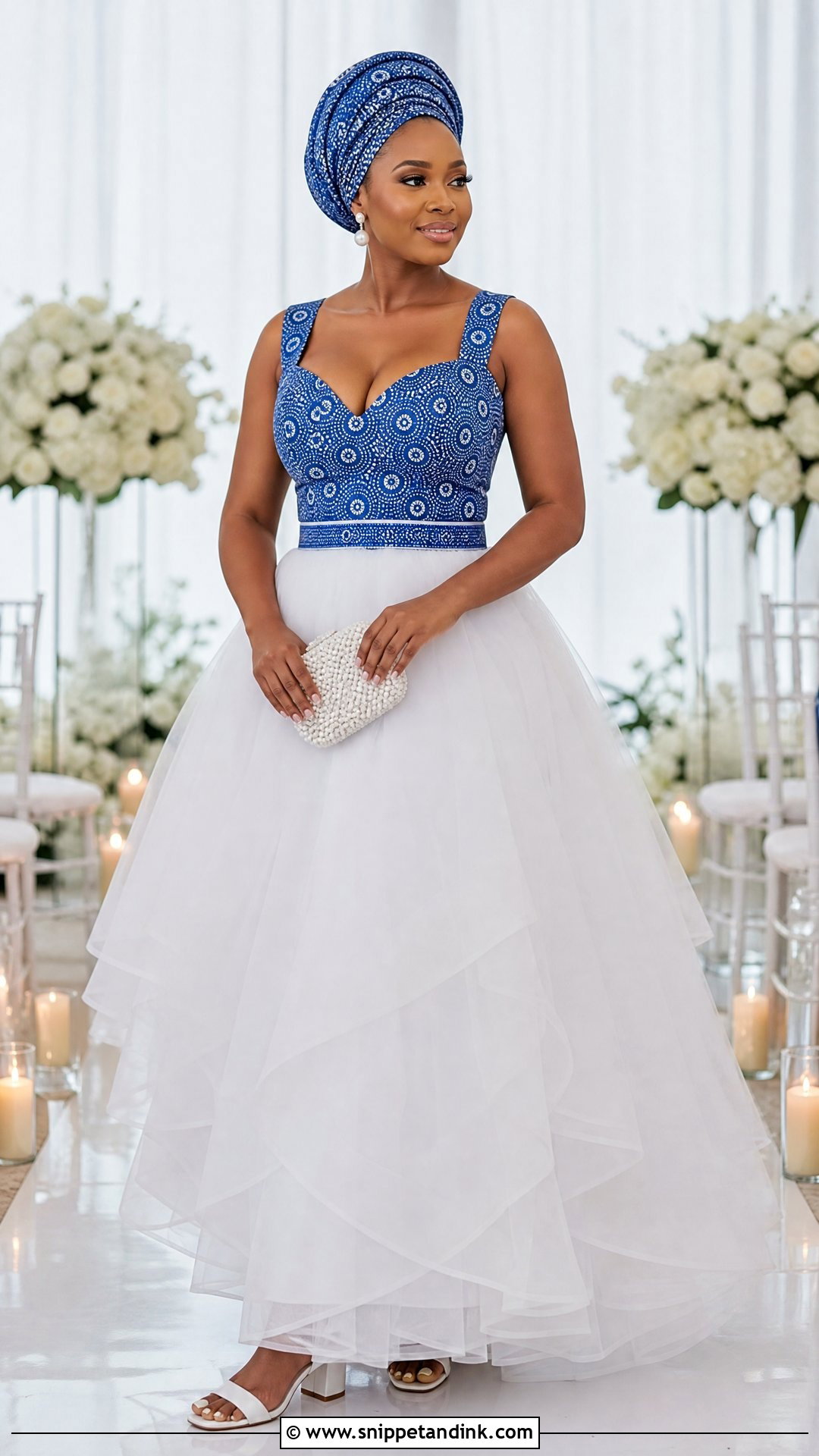 Shweshwe Wedding Dress With Tulle Skirt - Snippet and Ink - 20 Shweshwe Dresses South Africa Traditional Weddings