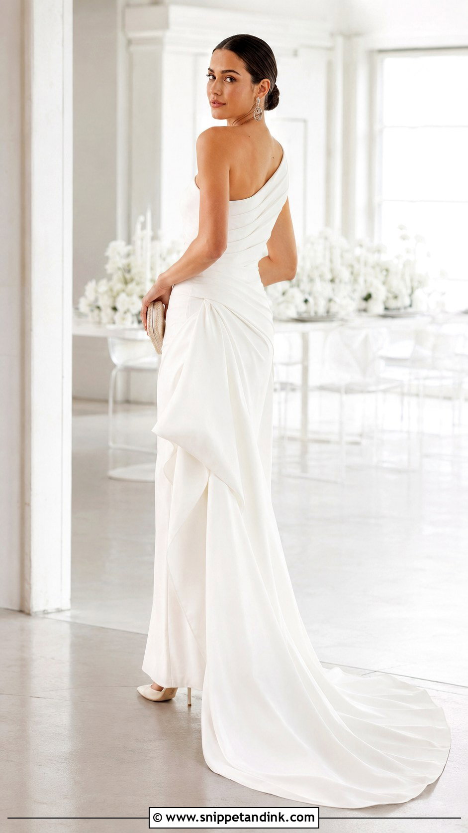 Side Bustle With Asymmetrical Gown - Snippet and Ink - 20 Bustle Types Ideas
