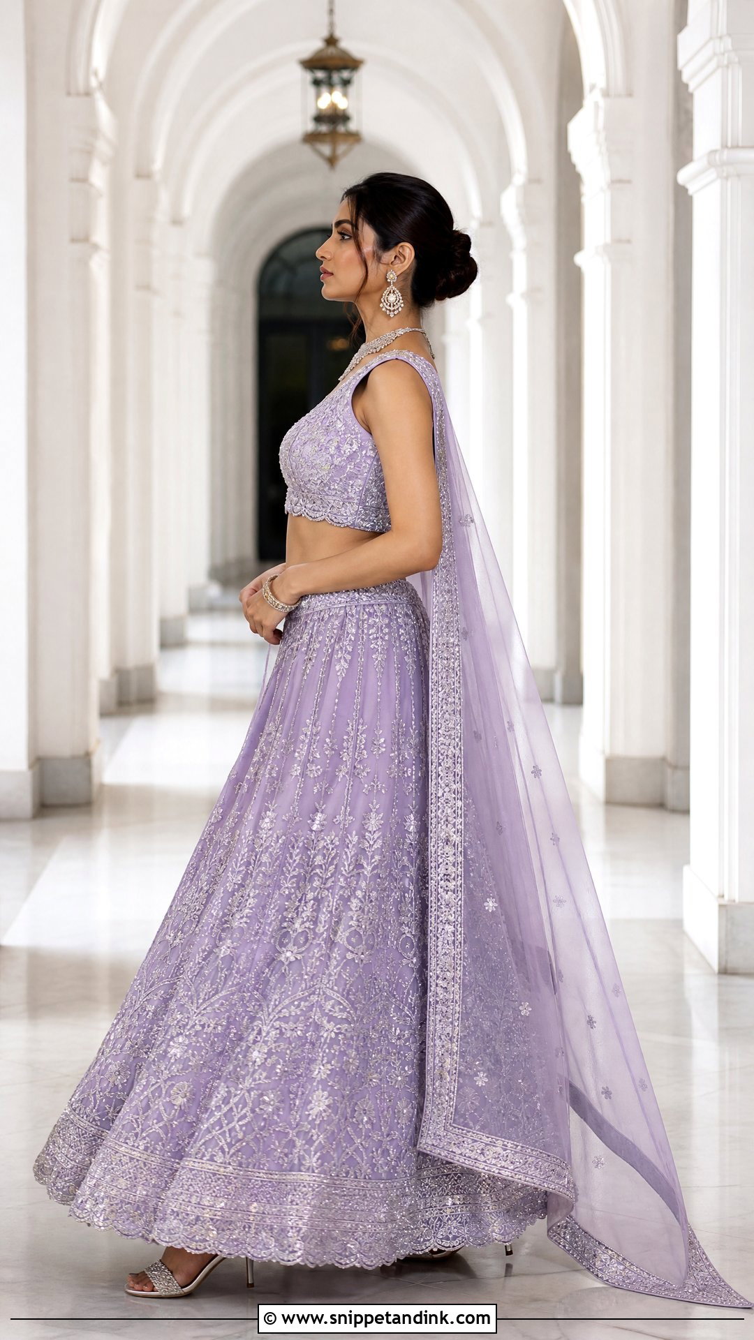 Side Profile Lengha Pose - Snippet and Ink - 25 Aesthetic Lengha Poses Ideas