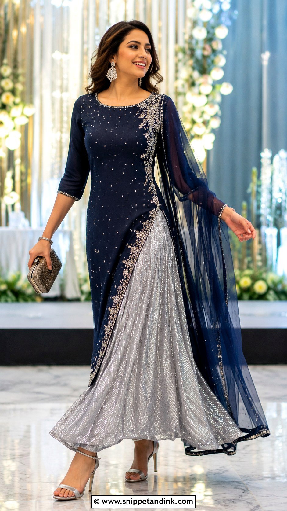 Side Slit Kurti With Sequin Skirt - Snippet and Ink - 20 Kurti Skirt Indian Weddings Ideas