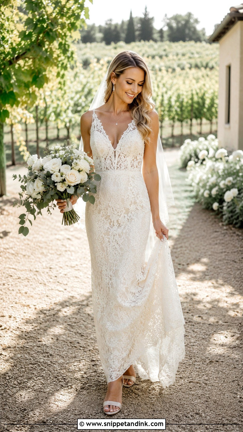 Sienna Lace V Neck Wedding Dress - Snippet and Ink - 20 Grace Loves Lace Wedding Dress Ideas