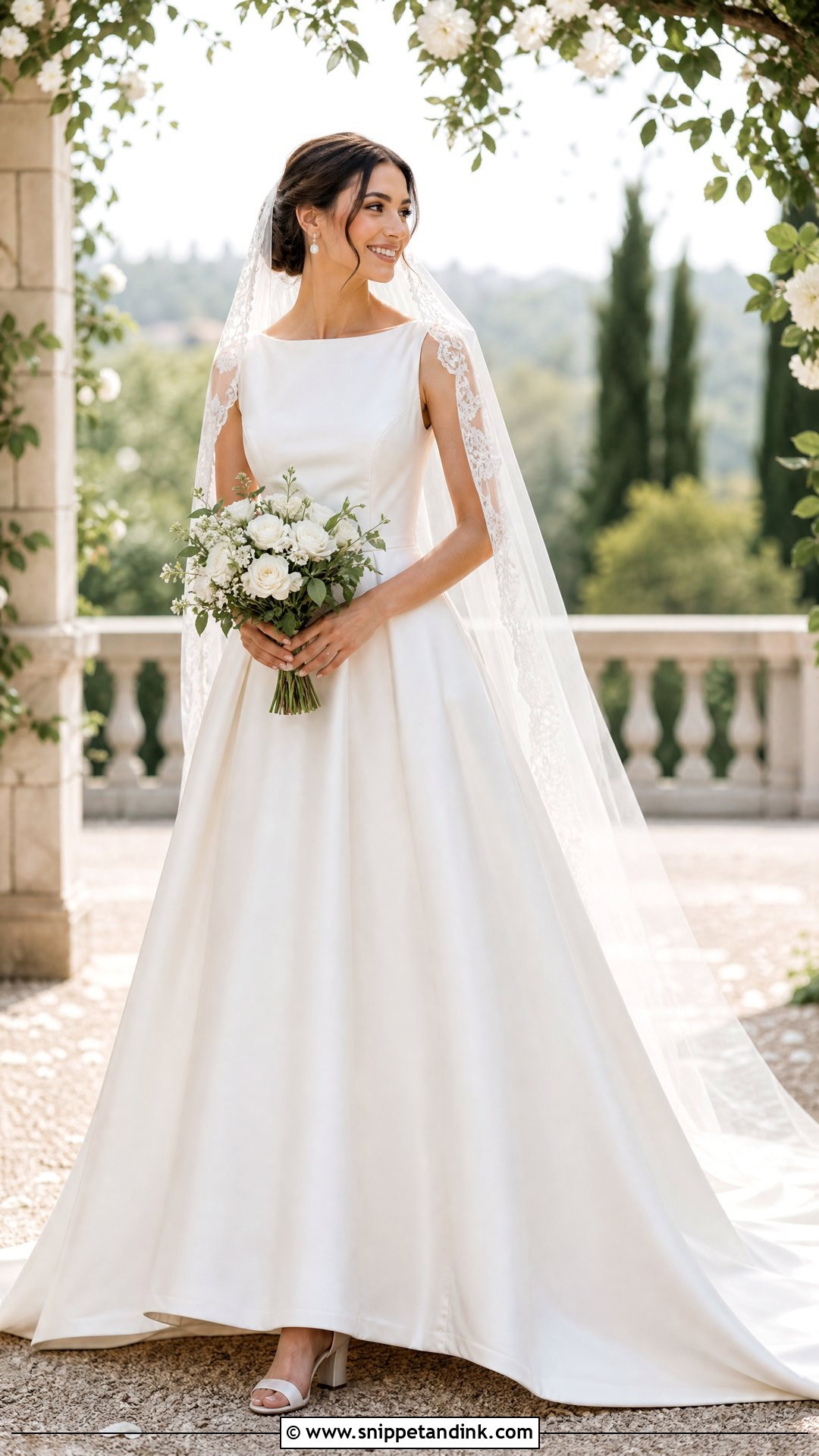 Silk A Line Wedding Dress With Lace Veil - Snippet and Ink - 25 Elegant Silk Wedding Dress Ideas