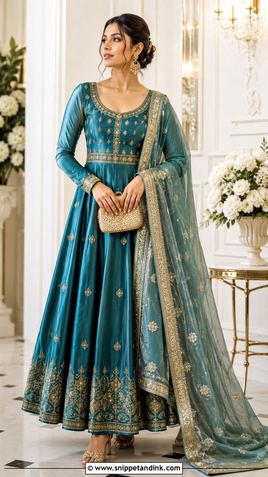 Silk Anarkali Gown With Dupatta - Snippet and Ink - 25 Anarkali Gown with Dupatta Ideas