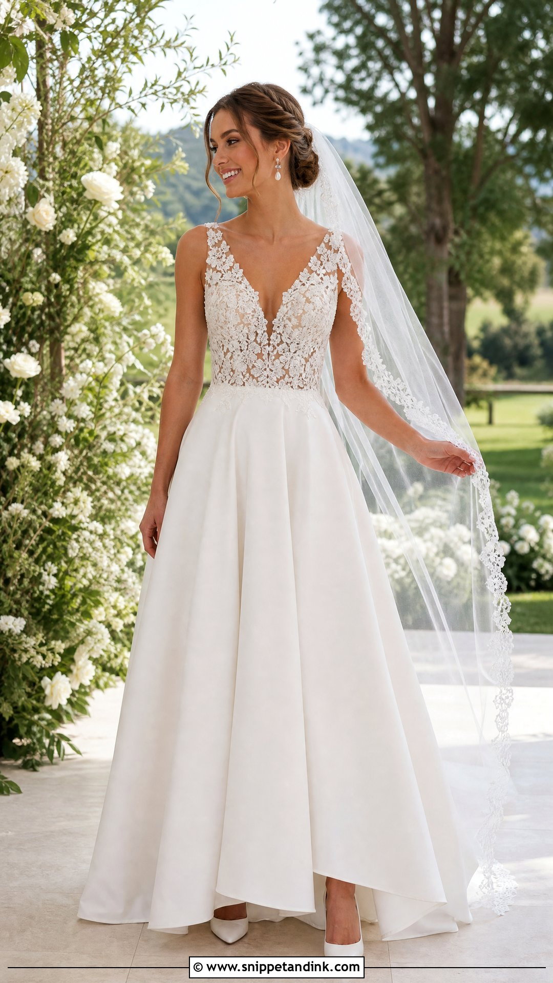 Silk And Lace A Line Wedding Dress - Snippet and Ink - 25 Silk and Lace Wedding Dress Ideas