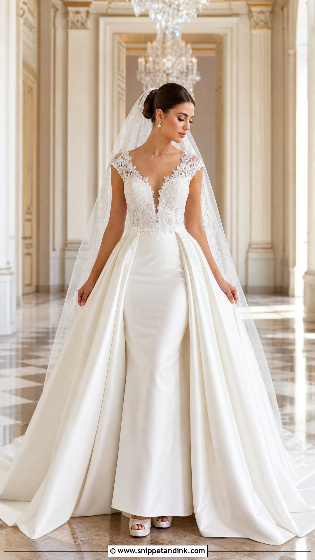 Silk And Lace Wedding Dress With Overskirt - Snippet and Ink - 25 Silk and Lace Wedding Dress Ideas
