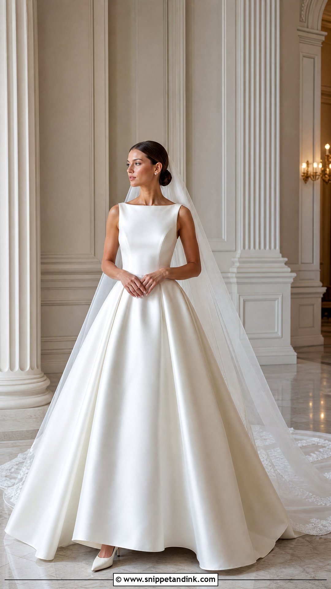 Silk Ball Gown Wedding Dress With Cathedral Veil - Snippet and Ink - 25 Elegant Silk Wedding Dress Ideas