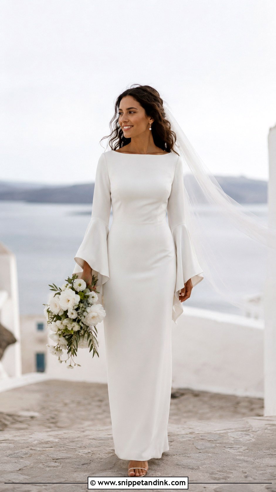 Silk Bell Sleeve Wedding Dress - Snippet and Ink - 25 Silk Wedding Dress with Sleeves