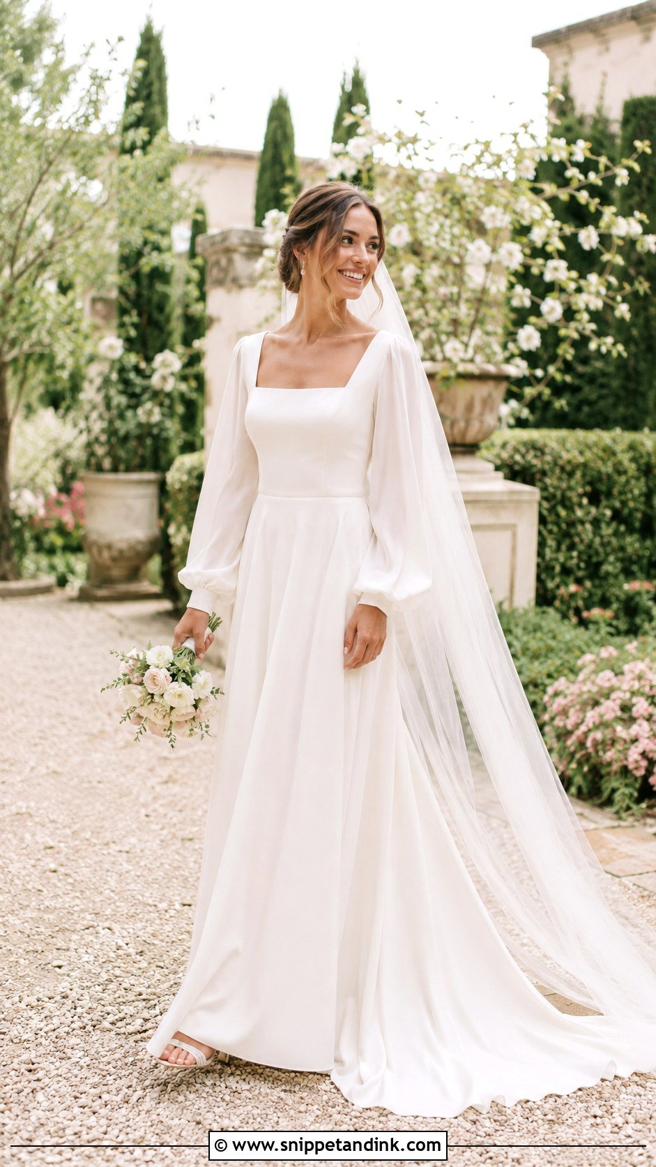 Silk Bishop Sleeve Wedding Dress - Snippet and Ink - 25 Silk Wedding Dress with Sleeves