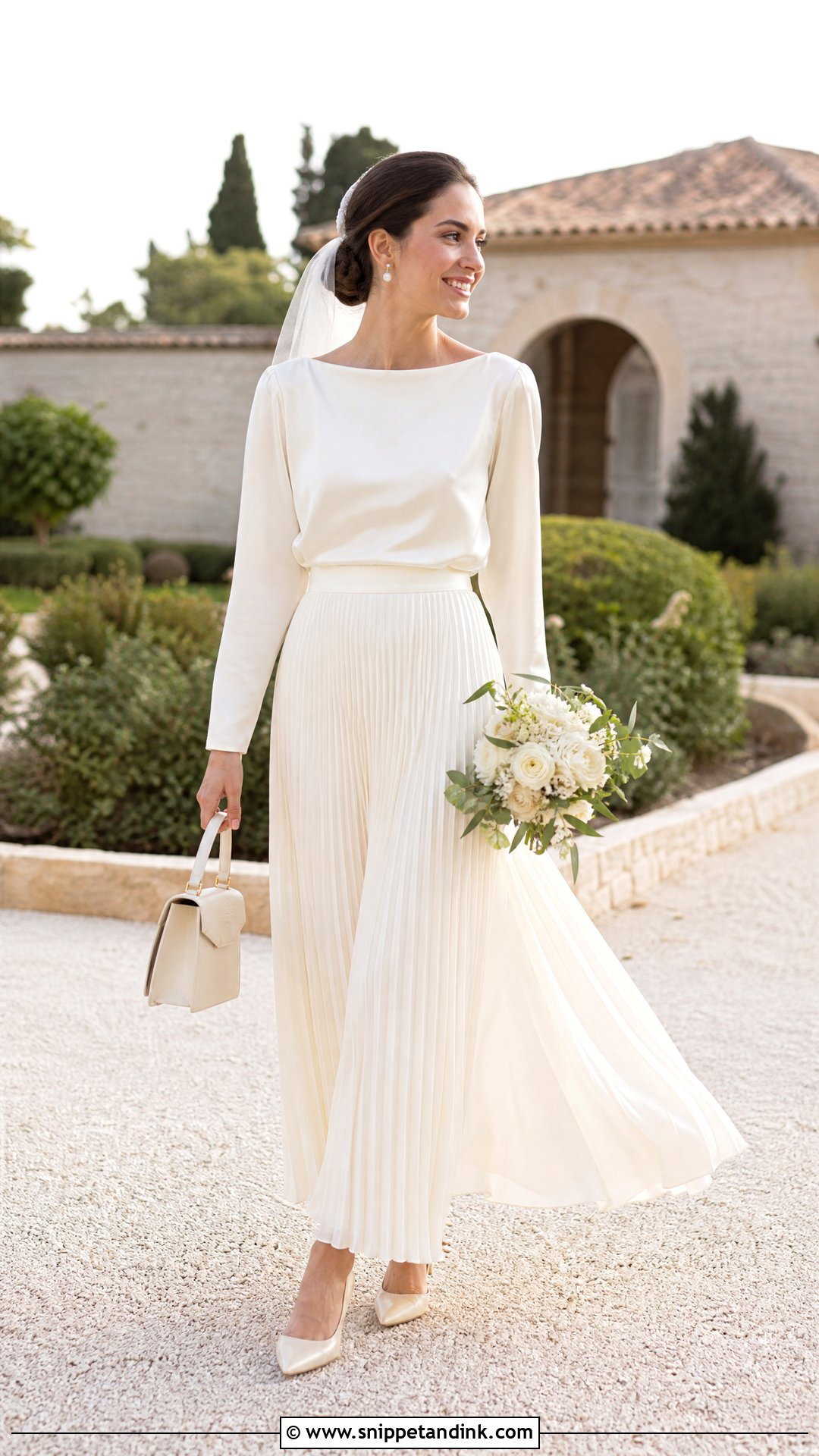 Silk Blouse And Pleated Wedding Skirt - Snippet and Ink - 20 Two Piece Wedding Dresses
