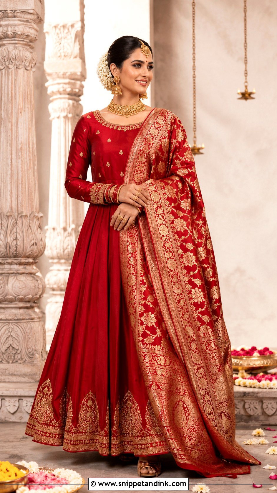 Silk Bridal Anarkali Suit With Banarasi Dupatta - Snippet and Ink - 25 Bridal Anarkali Suits