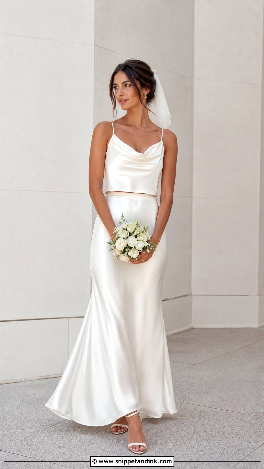 Silk Bridal Skirt With Cowl Neck Top - Snippet and Ink - 20 Bridal Skirts Ideas