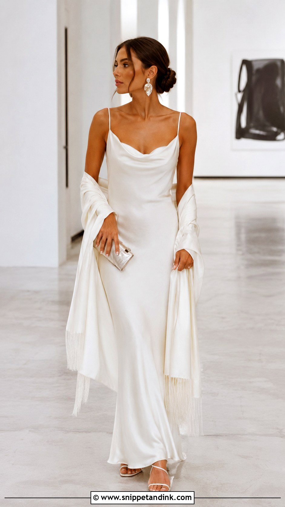 Silk Bride Shawl With Slip Wedding Dress - Snippet and Ink - 20 Bride Shawl Ideas