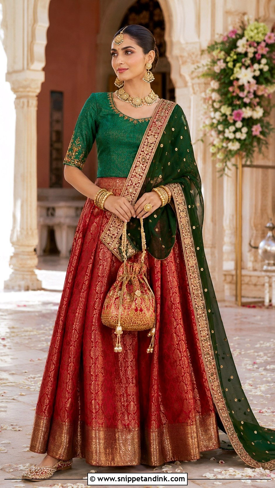 Silk Brocade Indian Skirt Top Wedding Outfit - Snippet and Ink - 20 Indian Skirt Top Wedding Outfit Ideas