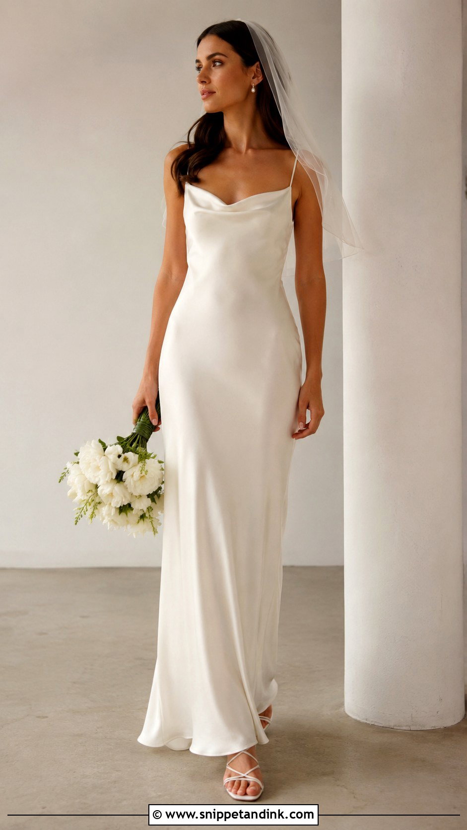 Silk Cap Veil With Slip Dress - Snippet and Ink - 25 Cap Veil Ideas