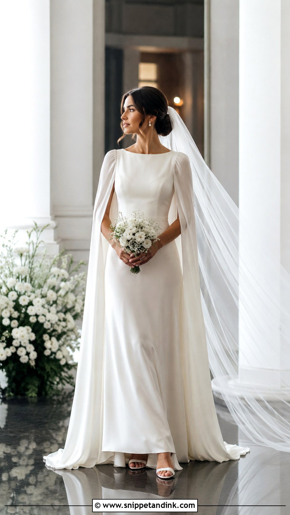 Silk Cape Sleeve Wedding Dress - Snippet and Ink - 25 Silk Wedding Dress with Sleeves