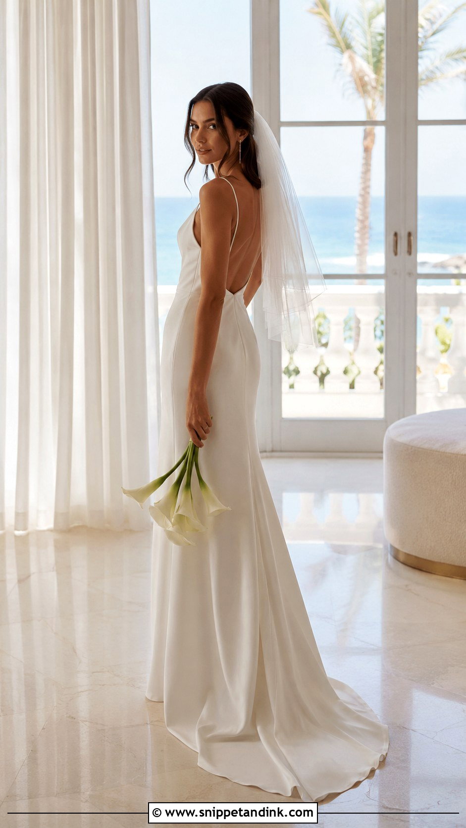 Silk Column Straight Neckline Wedding Dress - Snippet and Ink - 20 Straight Neckline Wedding Dress Ideas