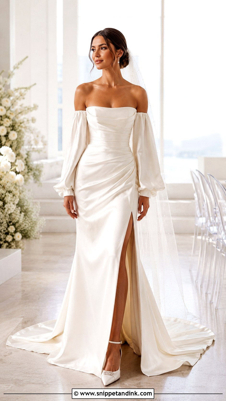 Silk Detachable Sleeve Wedding Dress - Snippet and Ink - 25 Silk Wedding Dress with Sleeves