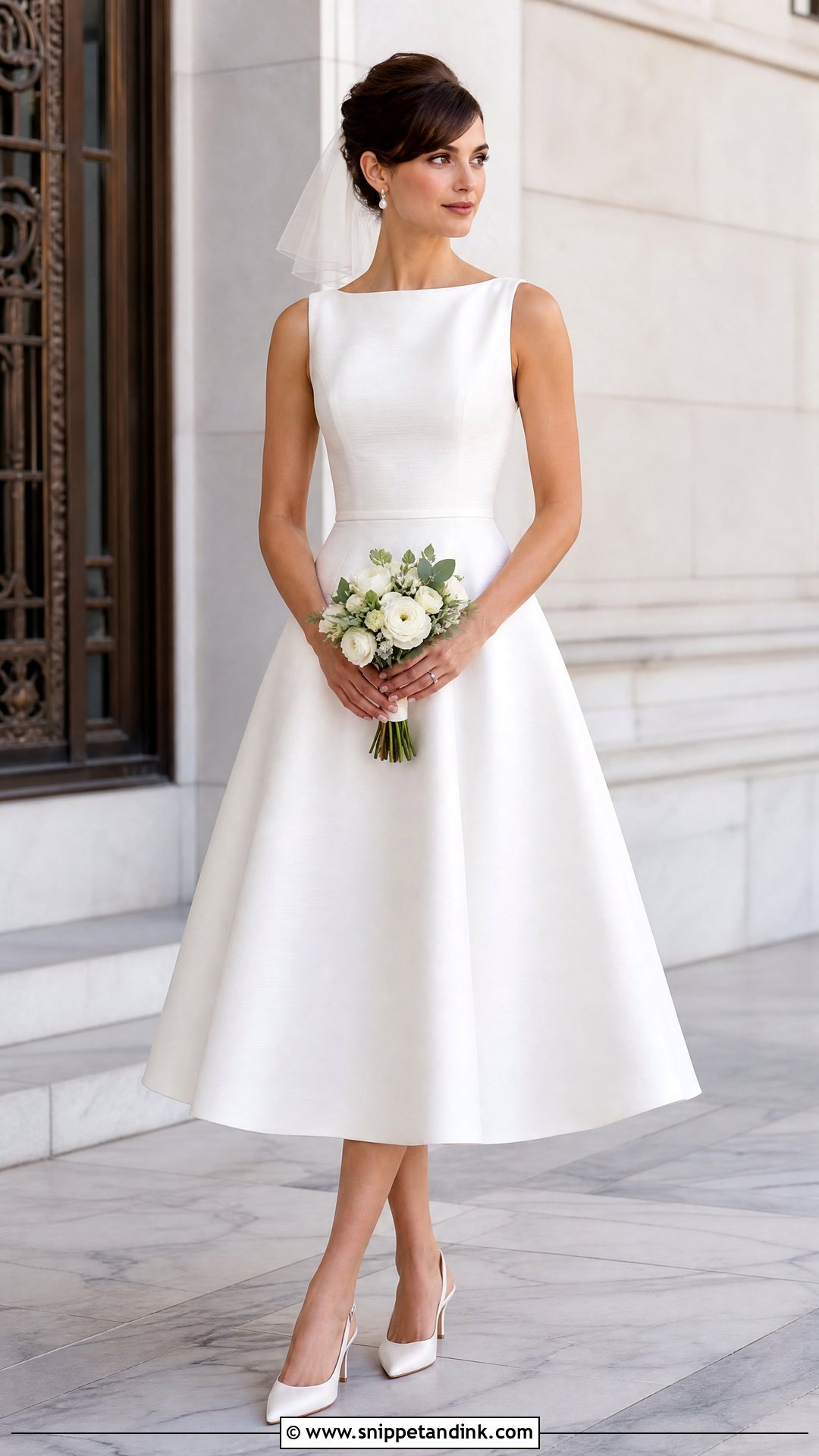 Silk Faille Tea Length Wedding Dress - Snippet and Ink - 20 Wedding Dress Material Ideas