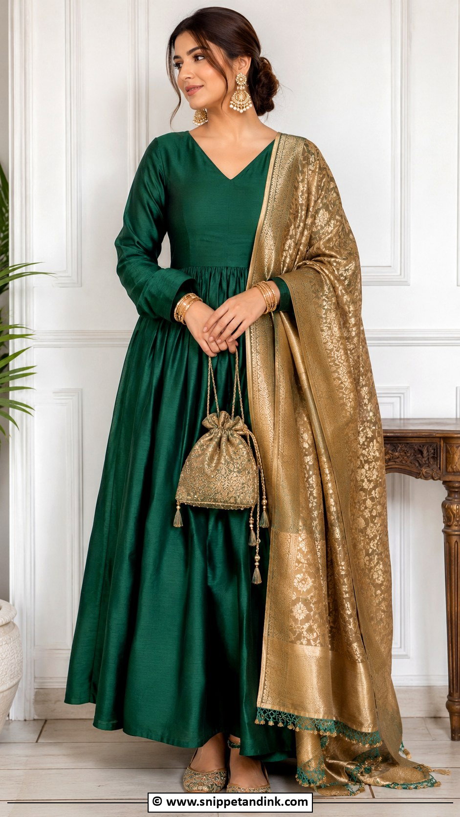 Silk Gown With Dupatta - Snippet and Ink - 30 Gown with Dupatta Ideas