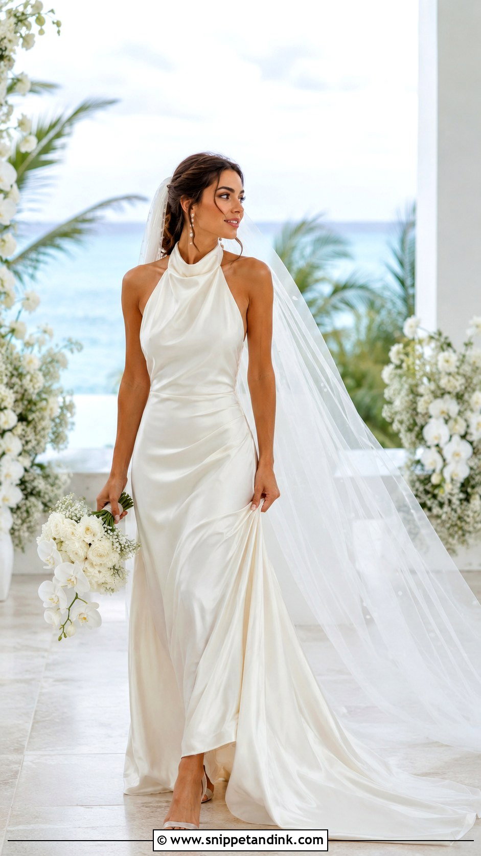 Silk Halter Bride Outfit - Snippet and Ink - 25 Classy Bride Ideas