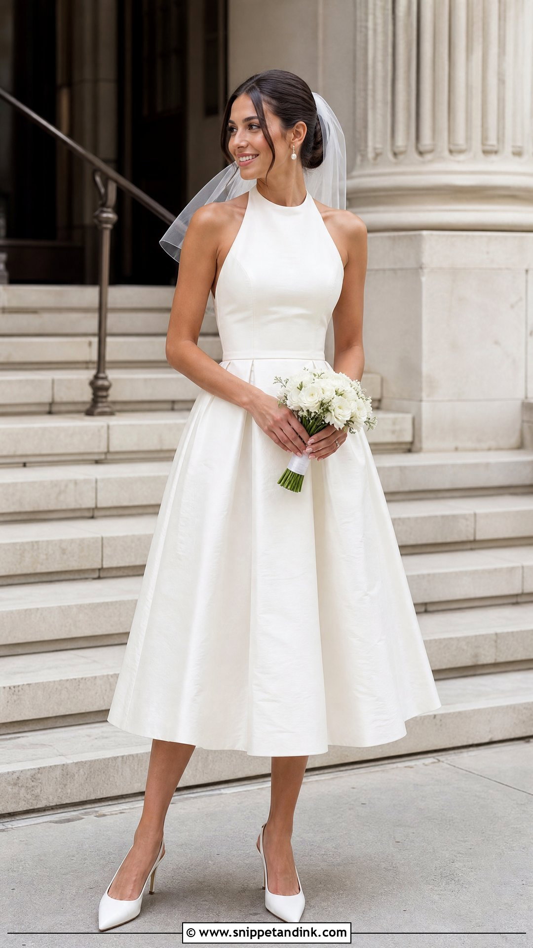 Silk Halter Tea Length Wedding Dress - Snippet and Ink - 20 Silk Halter Wedding Dress Ideas