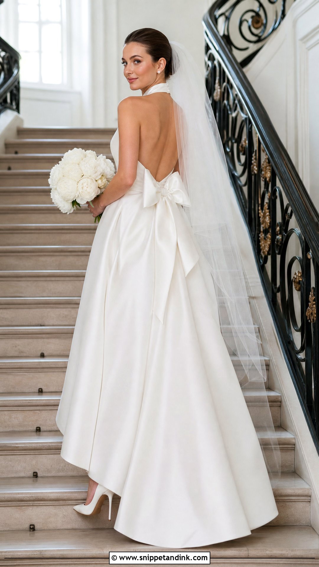 Silk Halter Wedding Dress With Bow Back - Snippet and Ink - 20 Silk Halter Wedding Dress Ideas