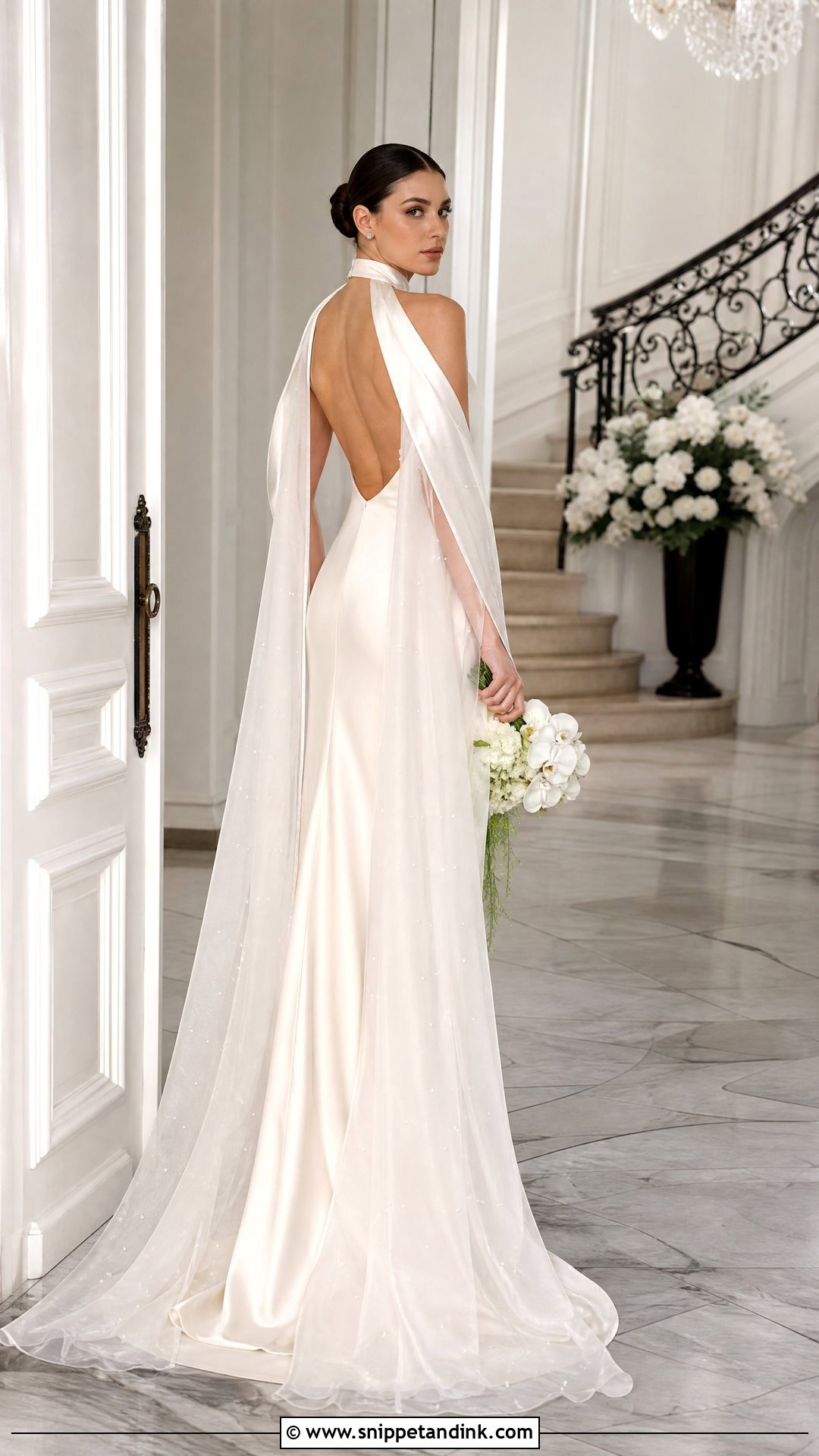 Silk Halter Wedding Dress With Cape - Snippet and Ink - 20 Silk Halter Wedding Dress Ideas