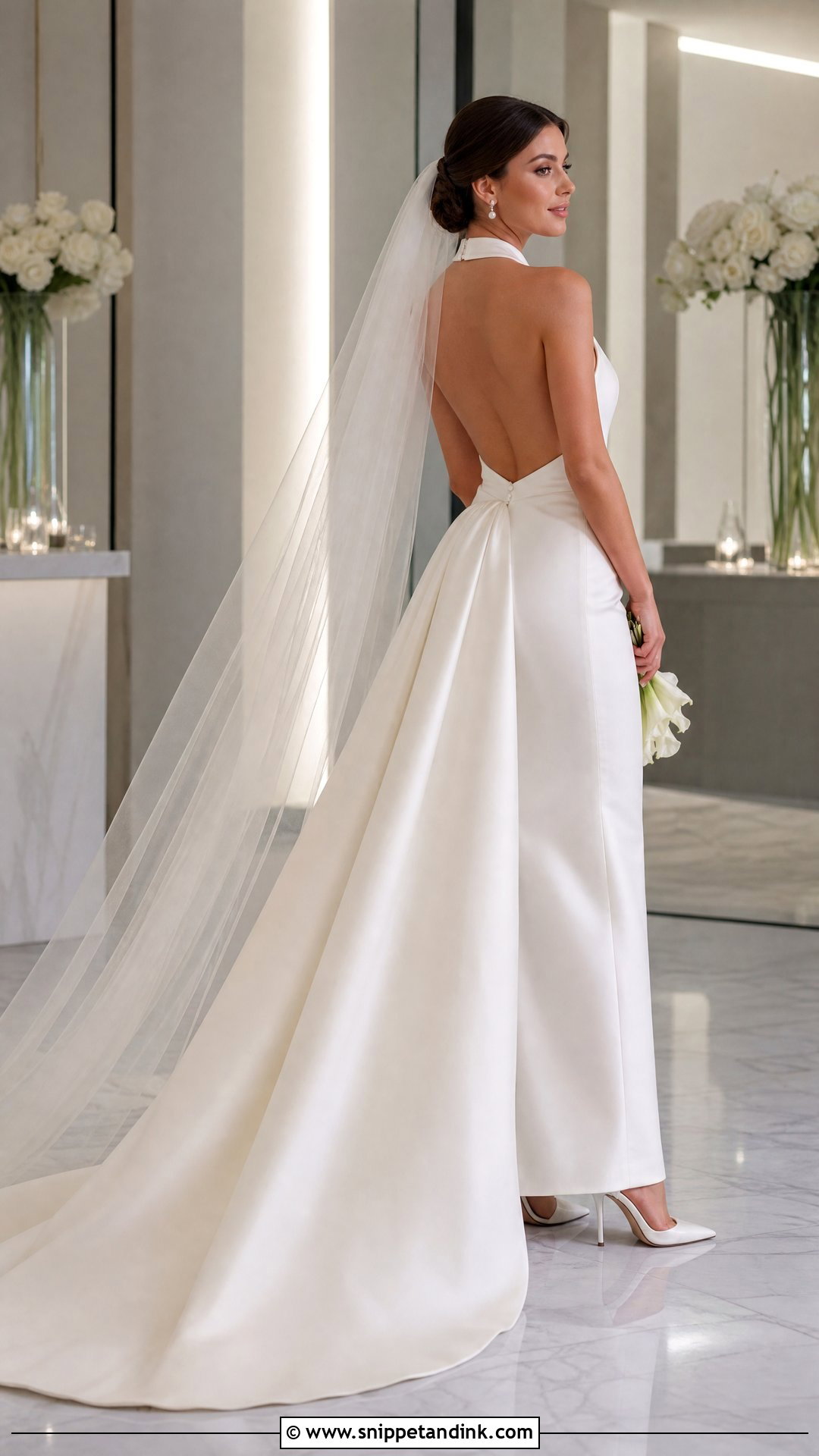 Silk Halter Wedding Dress With Detachable Train - Snippet and Ink - 20 Silk Halter Wedding Dress Ideas