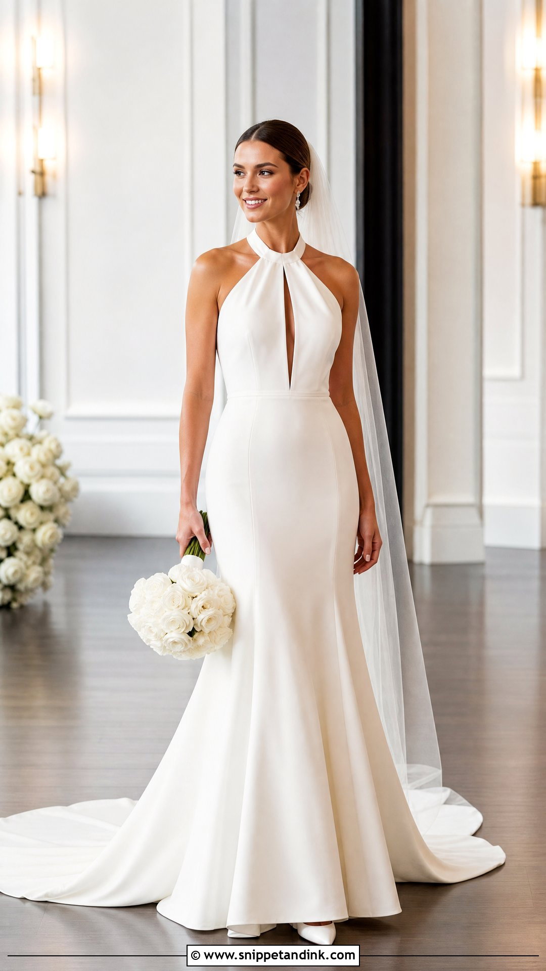 Silk Halter Wedding Dress With Keyhole Neckline - Snippet and Ink - 20 Silk Halter Wedding Dress Ideas