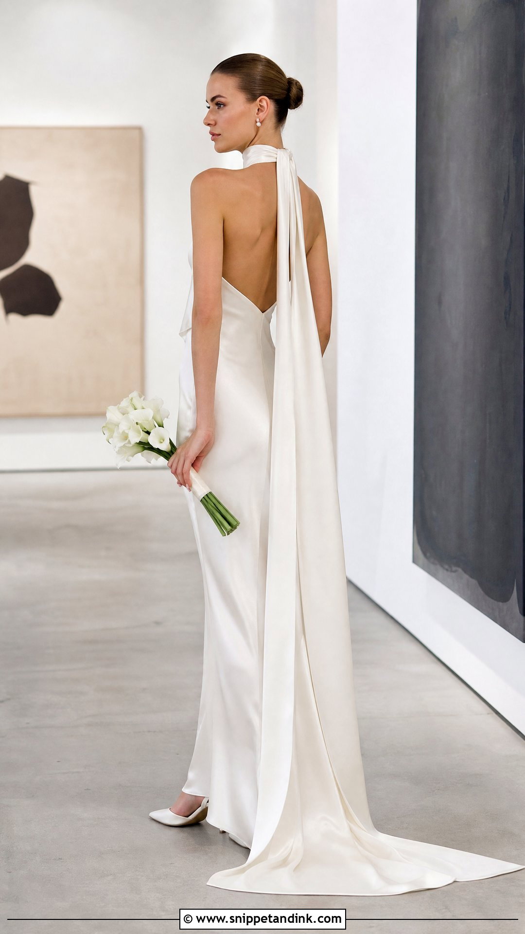 Silk Halter Wedding Dress With Neck Scarf - Snippet and Ink - 20 Silk Halter Wedding Dress Ideas