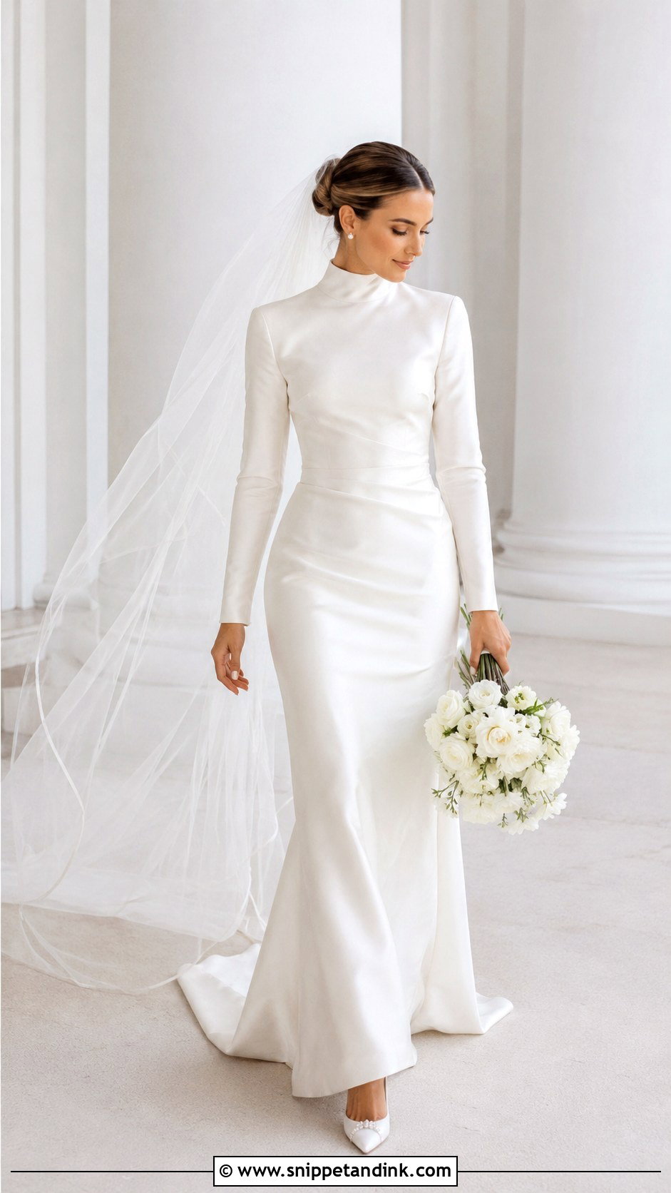 Silk High Neck Wedding Dress With Sleeves - Snippet and Ink - 25 Silk Wedding Dress with Sleeves