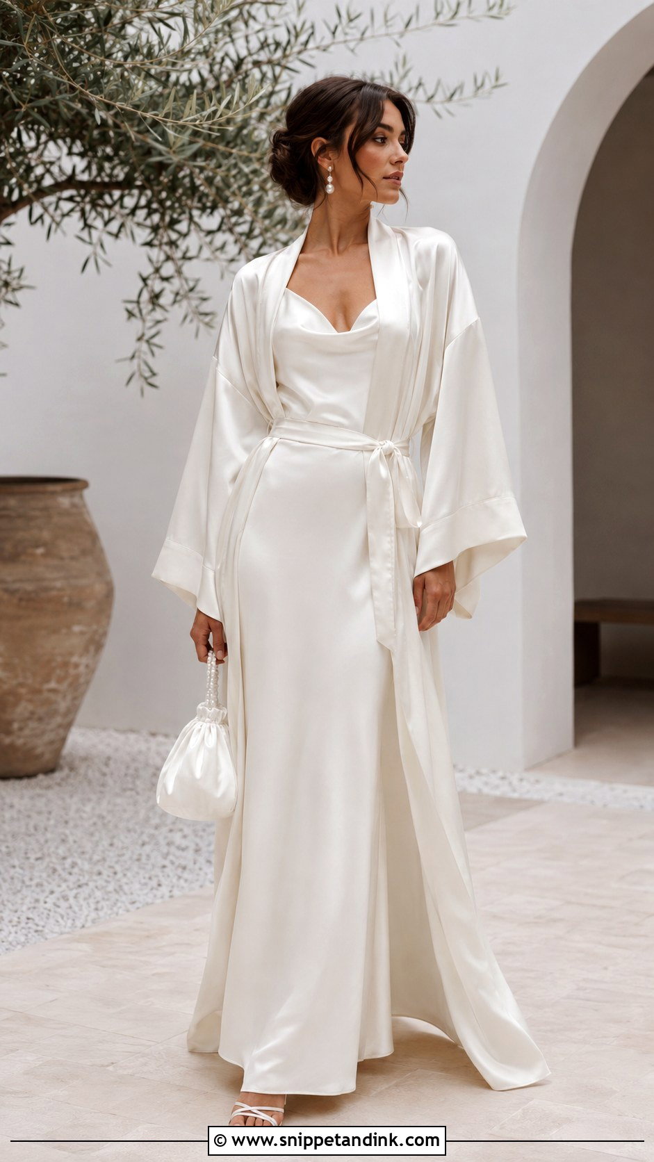 Silk Kimono Jacket With Bias Cut Wedding Dress - Snippet and Ink - 20 Wedding Dress with Jacket Ideas