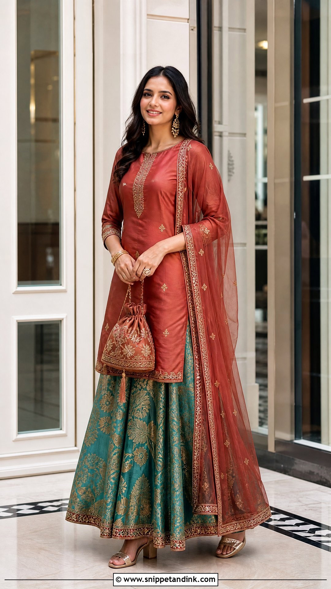 Silk Kurta And Skirt Wedding Outfit - Snippet and Ink - 20 Traditional Outfits for Wedding