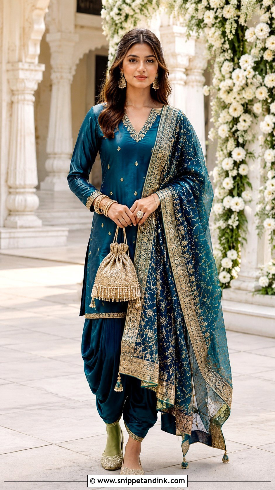 Silk Kurta Dhoti And Dupatta Set - Snippet and Ink - 20 Dhoti Style Dresses for Wedding
