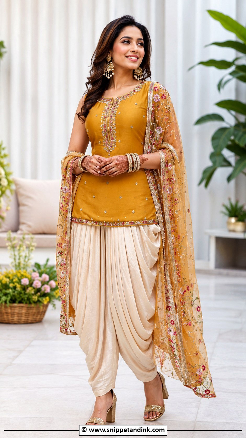 Silk Kurta Dhoti Pants Mehndi Outfit - Snippet and Ink - 30 Mehandi Dresses Mehndi Outfit