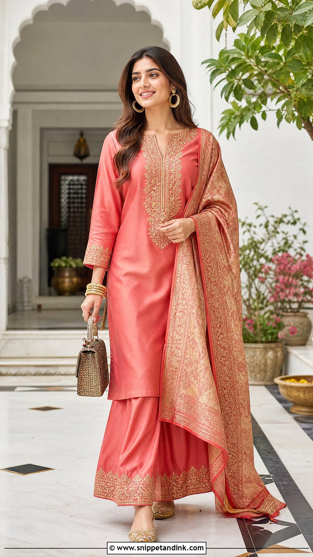 Silk Kurta Palazzo Bridal Trousseau Outfit - Snippet and Ink - 25 Bridal Trousseau Outfits
